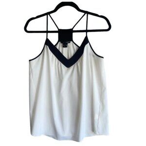 Aqua Casual Cami Top Womens L Black V Neckline Racer Back flowy Ivory Blouse